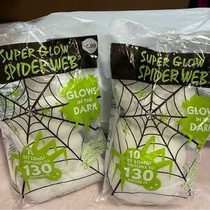 10 Packs - Super Glow In The Dark Spider Web Halloween Decor Indoor Outdoor Use.